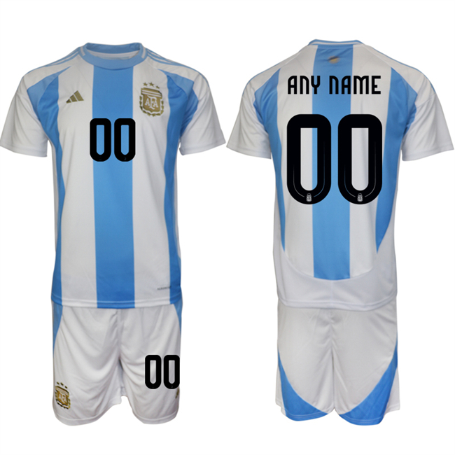 Men's Argentina Custom White/Blue 2024-25 Home Soccer Jersey Suit